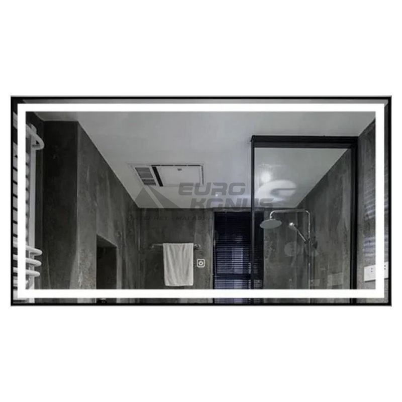 DUSEL Зеркало с подогревом, LED подсветкой Smart, часами и температурой DE-M0061S1 Silver 65x80 см